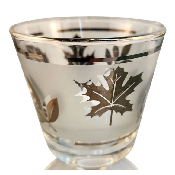Libbey Silver Leaf Overlay Pedestal Glasses 8 Oz Rocks Glasses 4.25" Set Of 2 - Picture 5 of 9